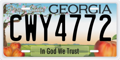 GA license plate CWY4772
