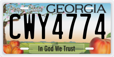 GA license plate CWY4774
