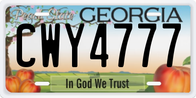 GA license plate CWY4777