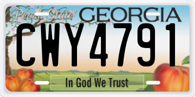 GA license plate CWY4791