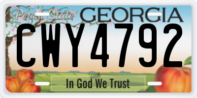 GA license plate CWY4792