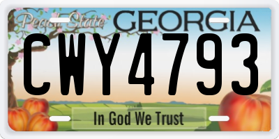 GA license plate CWY4793