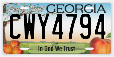 GA license plate CWY4794