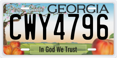 GA license plate CWY4796
