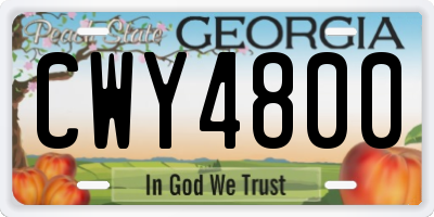 GA license plate CWY4800