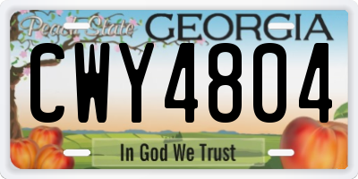 GA license plate CWY4804