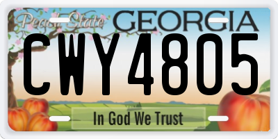GA license plate CWY4805
