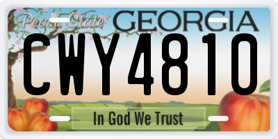 GA license plate CWY4810