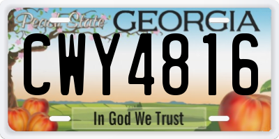 GA license plate CWY4816