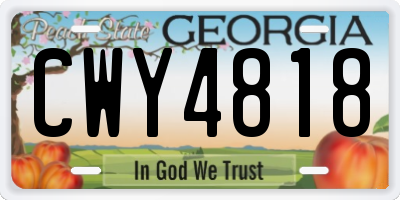 GA license plate CWY4818