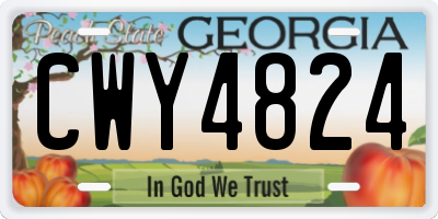 GA license plate CWY4824