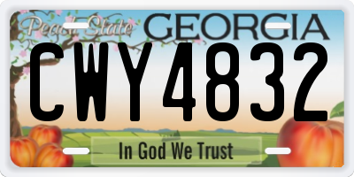 GA license plate CWY4832