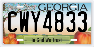 GA license plate CWY4833