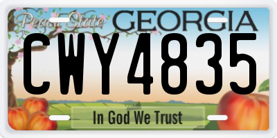 GA license plate CWY4835