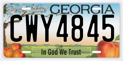 GA license plate CWY4845