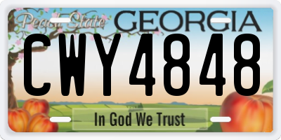 GA license plate CWY4848