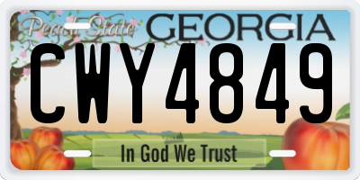 GA license plate CWY4849