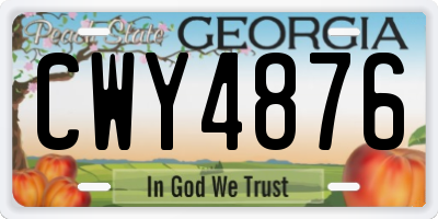 GA license plate CWY4876
