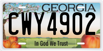GA license plate CWY4902