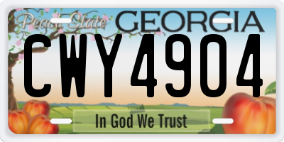 GA license plate CWY4904