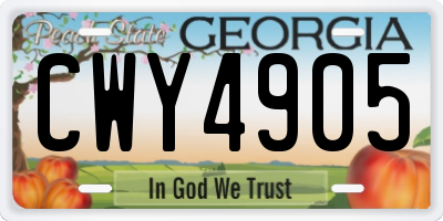 GA license plate CWY4905