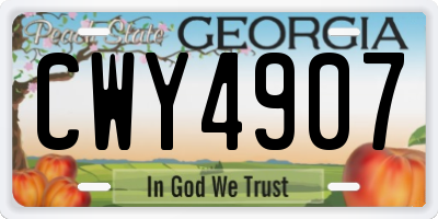 GA license plate CWY4907