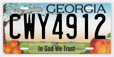 GA license plate CWY4912