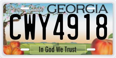 GA license plate CWY4918