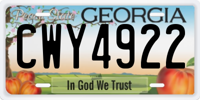 GA license plate CWY4922