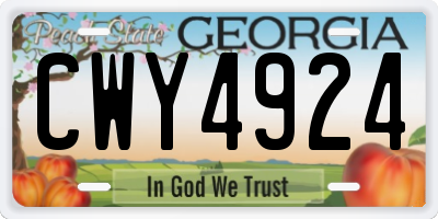 GA license plate CWY4924