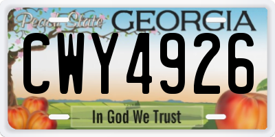 GA license plate CWY4926