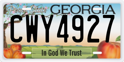 GA license plate CWY4927