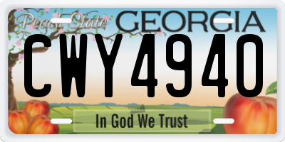 GA license plate CWY4940