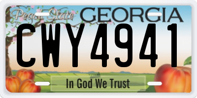 GA license plate CWY4941
