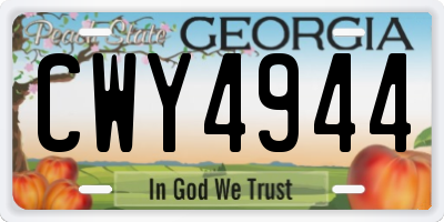 GA license plate CWY4944