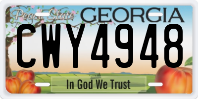 GA license plate CWY4948