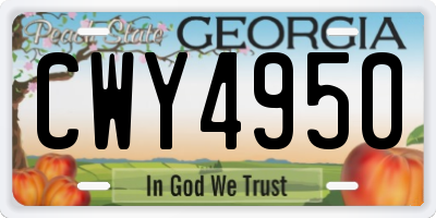 GA license plate CWY4950