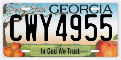 GA license plate CWY4955