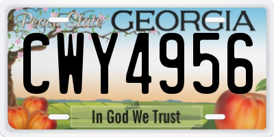 GA license plate CWY4956