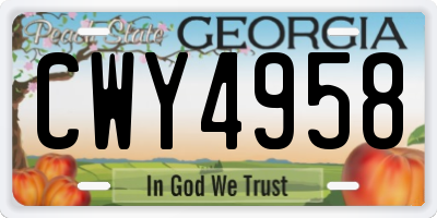 GA license plate CWY4958