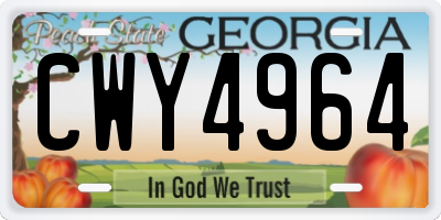 GA license plate CWY4964
