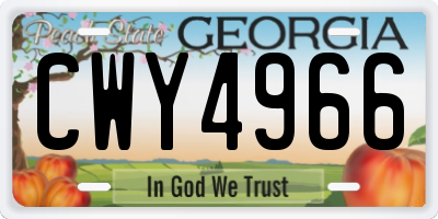 GA license plate CWY4966
