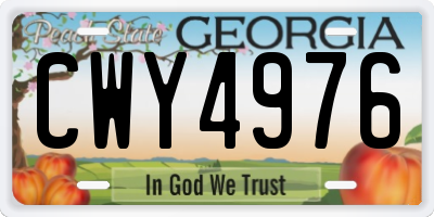 GA license plate CWY4976