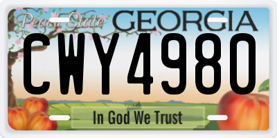 GA license plate CWY4980