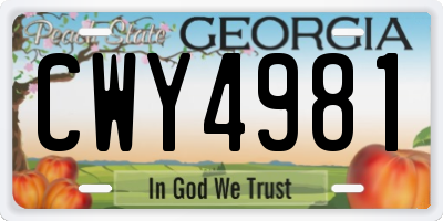 GA license plate CWY4981