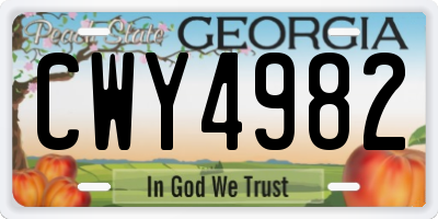 GA license plate CWY4982