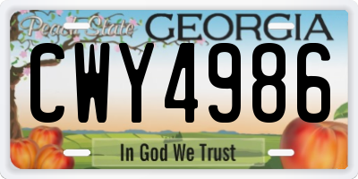 GA license plate CWY4986