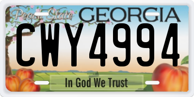 GA license plate CWY4994