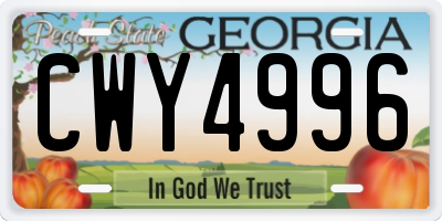 GA license plate CWY4996