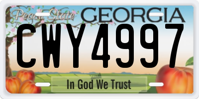 GA license plate CWY4997